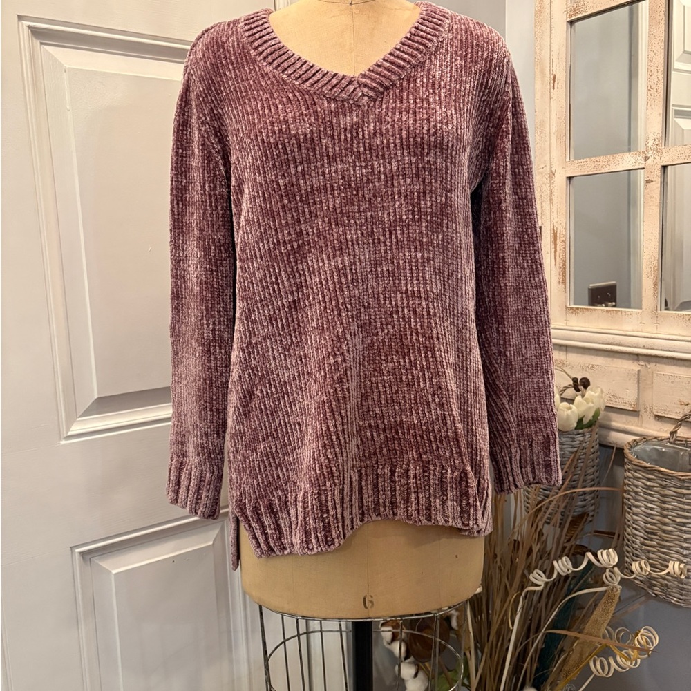 Orvis Women's V-neck Purple Sweater Capsule Wardrobe Piece Cozy Fallfashion Med‎